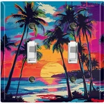 Metal Light Switch Outlet Cover Wall Plate Palm Trees Colorful Sunset OCN134. Fixed Price $13.49.