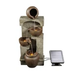 Solar Power Water Fountain Feature Leds Battery Back Up Outdoor Zen Garden. Fixed Price $180.49.
