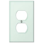 Amerelle Acrylic Glass Tile Single Duplex Outlet Wall Plate Cover Mint White. Fixed Price $10.65.