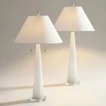 Possini Euro Regina 33" High White Glass 2-LIGHT Table Lamp Set Of. Fixed Price $349.98.