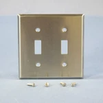 Non-magnetic Stainless Steel Wallplate 2-GANG Toggle Switch Cover Eagle 97072. Fixed Price $8.07.