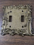 Vintage Edmar Brass Double Lightswitch Plate Cover Rose Scroll. Fixed Price $24.99.