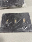 Vintage 3 -gang Brown Bakelite Deco Ribbed Switch Wall Box Plate Cover Leviton. Fixed Price $15.00.
