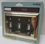 Allen + Roth 3-GANG Polished Brass Finish Standard Triple Toggle Wall Plate New. Fixed Price $6.99.