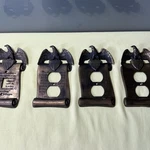 Vintage Gim M.c. 3036 & 3077 Eagle Brass Electric Outlet Cover Set 4 Mixed. Fixed Price $40.00.