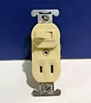 Leviton Ivory Combination Toggle Switch & Polarized Outlet Receptacle New 5221-I. Fixed Price $9.95.