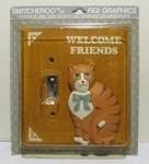 Vintage Figi Graphics Switcheroo Single Cat "welcome Friends" Wood Plate. Fixed Price $10.00.