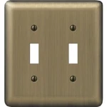 (6)-AMERELLE 2-GANG Stamped Steel Toggle Switch Wall Plate Brushed Brass 154TT. Fixed Price $39.89.