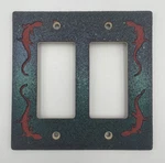 Southwest Double Light Switch Plate Cover Teal Green Gecko Sand Painted Lizard. Fixed Price $14.59.