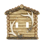 Double Toggle Switch Cover Wall Plate Rustic Log Cabin Cottage Faux Deer Antler. Fixed Price $17.99.