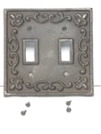 Rustic Cast Iron French Fleur De Lis Double Light Switch Plate Cover W/screws. Fixed Price $7.00.