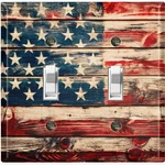 Metal Light Switch Outlet Cover Wall Plate Rustic Patriotic American Flag CUL111. Fixed Price $8.99.