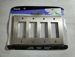 New Polished 4 Switch Light Plate Amerelle Gun Metal Grey Textured Cast Silver. Fixed Price $6.00.