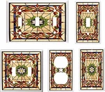 Image Of Floral Stained Glass 15 Light Switch Cover Plate U Pick Size. Fixed Price $7.49.