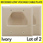 2 Pack Recessed Pass-through Cable Opening Wall Gang Faceplate Ivory. Fixed Price $14.49.