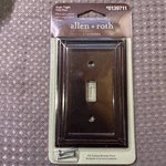 Allen & Roth Bronze Single Toggle Switch Wall Plate 0139711, Msrp $12.99. Fixed Price $10.99.