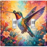 Metal Light Switch Outlet Cover Wall Plate Colorful Hummingbird Flowers AML212. Fixed Price $16.19.