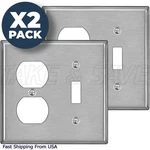 2-GANG 1-TOGGLE/1-DUPLEX Wall Stainless Steel Metal Plate Outlet (2-PACK). Fixed Price $8.99.