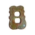 Vintage Ceramic Double Outlet Cover Plate Ornate Design With Green And Maroon.... Fixed Price $17.00.