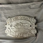 Antique The Great Majestic Cast Iron Plate Steam Ship Logo. Fixed Price $125.00.