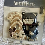 Resin Cats Light Switch Double Wallplate Black & Orange Love By Figi. Fixed Price $16.00.