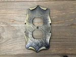 Vintage Amerock Brutalist 2 Plug Metal Cover Plate Brass Tone Scroll Edge. Fixed Price $14.95.