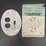 Vtg Melard Duplex Receptacle And Switch Plate Cover Porcelain Impressions Floral. Fixed Price $14.95.