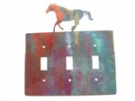 Running Horse Triple Light Cover Plate Steel Images Made Usa 42415D. Fixed Price $25.89.
