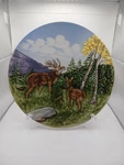 Schramberg Smf Germany Majolica Hand Painted Relief Molded Deer 9 1/2 Inch Plate. Fixed Price $38.00.