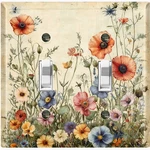 Metal Light Switch Outlet Cover Decorative Wall Plate Faded Flowers FWR143. Fixed Price $16.19.