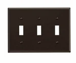 Leviton Brown 3 Gang Thermoset Plastic Toggle Wall Plate Box Of 10 New. Fixed Price $27.00.