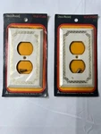 2 Nos American Tack & Hardware Deco Room Duplex Wall Plates White Gold Ornate. Fixed Price $29.99.