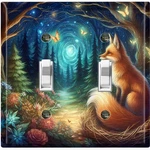 Metal Light Switch Outlet Cover Decorative Wall Plate Fox Forest Night AML132. Fixed Price $13.49.