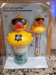Solar Floating Derby Duck Chlorinator And Thermometer Combo Pack. Fixed Price $19.98.