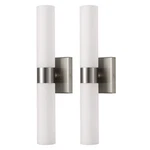 Yansun 18 In. 2-LIGHT Modern Brushed Nickel And White Double Tube Wall Sconce Fo. Fixed Price $24.35.