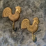 Vtg Brass Chicken Rooster Wall Hanger Hooks Lot Of 2 - 5.5 By 4 Bird Fowl. Fixed Price $29.97.