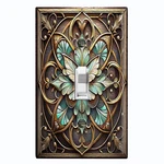 Metal Light Switch Outlet Cover Decorative Wall Plate Rustic Green Flower EFR102. Fixed Price $13.49.