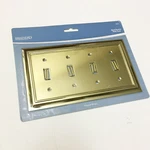 Brainerd Plated Polished Brass Toggle Quad Light Switch Outlet Cover 64221. Fixed Price $15.99.