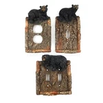 Black Bear Switch Plate Wall Cover Outlet Plug Single Double Toggle Wood Look. Fixed Price $16.95.