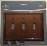 Brainerd Sponged Copper Triple Toggle Switch Cover Plate # 135772. Fixed Price $9.95.