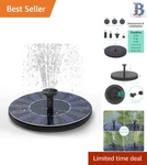 Upgraded Submersible Solar Fountain Pump - Auto Run Sunlight, 20IN Height. Fixed Price $26.99.