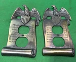 Two (2) Vintage 1967 M.c Brass Eagle Outlet Cover Plates Thomas Jefferson. Fixed Price $21.32.