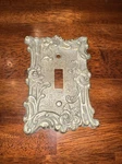 Vintage 1967 Amer Tack Hdwe Metal Brass Switch Plate Cover Floral Rose Ornate. Fixed Price $15.00.