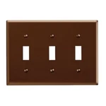 (20)-LEVITON 3-GANG Plastic Toggle Switch Wall Plate Brown 001-85011. Fixed Price $49.89.