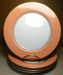 Mikasa LAD02 Grandeur Salmon Fine China Four Plates Made Japan 7 1/2". Fixed Price $56.25.