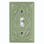Metal Light Switch Outlet Cover Wall Plate Elegant Green Floral Frame FME145. Fixed Price $13.49.