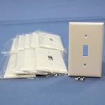 Cooper 2134W White 1-GANG Toggle Switch Plastic Thermoset Wallplate Cover 10PCS. Fixed Price $11.38.