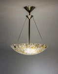 Handcrafted Art Glass Chandelier, Cast Honey & Cream Bowl Pendant Light. Fixed Price $3960.00.