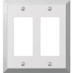 (6)-AMERELLE 2-GANG Stamped Steel Rocker Decorator Wall Plate, Polished Chrome. Fixed Price $38.89.
