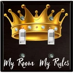 Metal Light Switch Cover Wall Plate My Room Rules King Crown Black KIN001. Fixed Price $16.19.